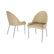 Mior Dining Chair Set of 2- Taupe Faux Leather- Gold Metal Accents