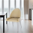 Mior Dining Chair Set of 2- Taupe Faux Leather- Gold Metal Accents