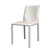 Nuwo Side Dining Chair Set of 2- White Faux Leather- Modern Metal Legs