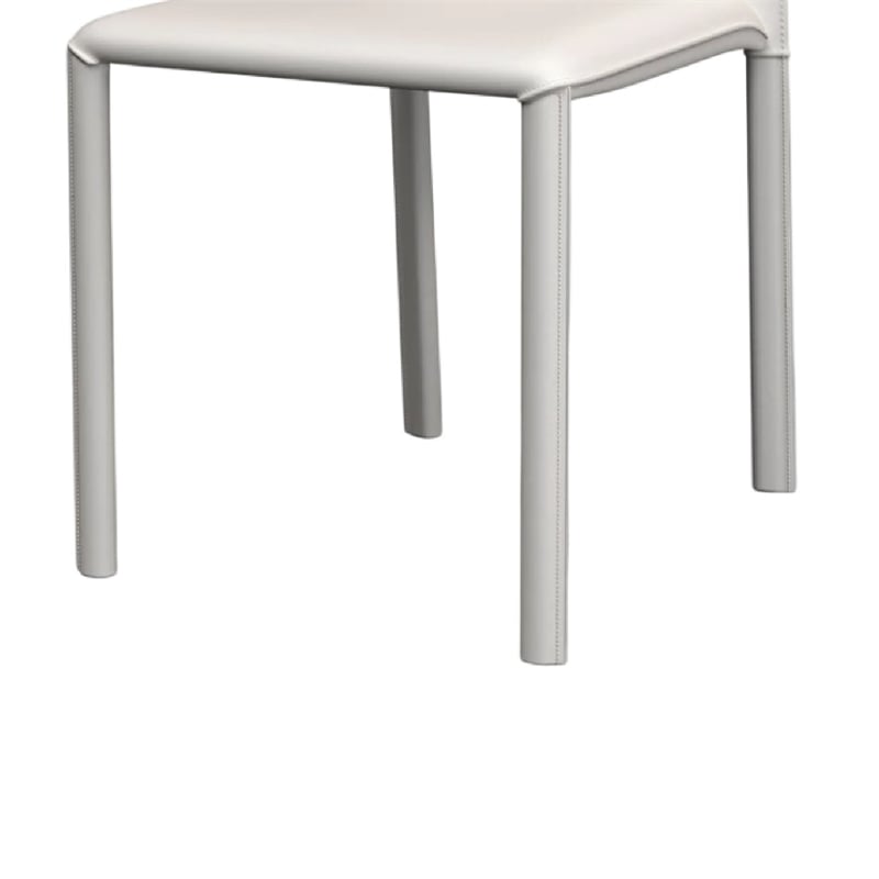 Nuwo Side Dining Chair Set of 2- White Faux Leather- Modern Metal Legs