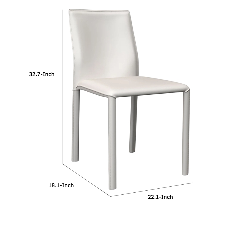 Nuwo Side Dining Chair Set of 2- White Faux Leather- Modern Metal Legs