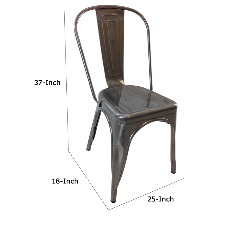 Dining Accent Chair Set of 4- Bronze Metal Body- Industrial Style