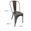 Dining Accent Chair Set of 4- Bronze Metal Body- Industrial Style