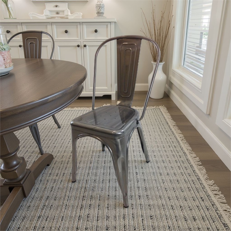 Dining Accent Chair Set of 4- Bronze Metal Body- Industrial Style