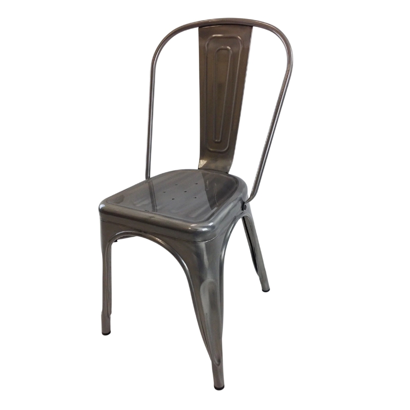 Dining Accent Chair Set of 4- Bronze Metal Body- Industrial Style