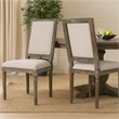 Side Dining Chair Set of 2- Wheat Beige Polyester- Distressed Brown