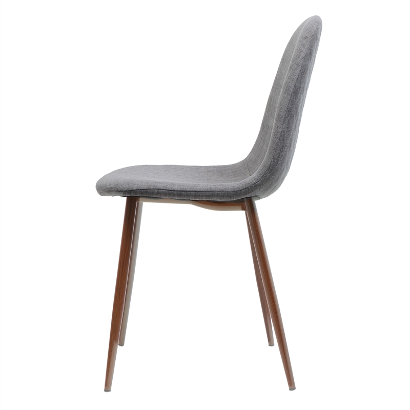 Reva Dining Side Chair Set of 2- Dark Gray Cushions- Brown Iron Frame
