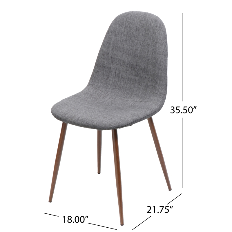 Reva Dining Side Chair Set of 2- Dark Gray Cushions- Brown Iron Frame