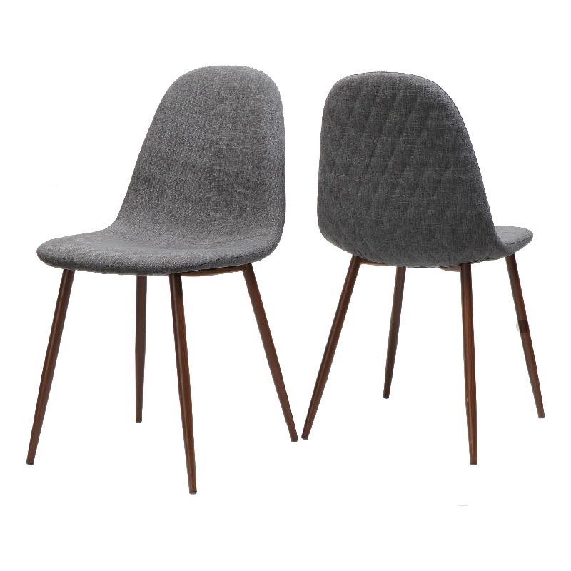 Reva Dining Side Chair Set of 2- Dark Gray Cushions- Brown Iron Frame