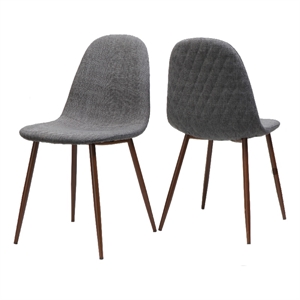Reva Dining Side Chair Set of 2- Dark Gray Cushions- Brown Iron Frame