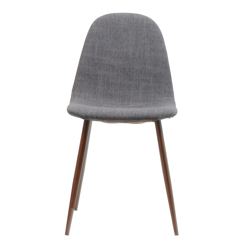 Reva Dining Side Chair Set of 2- Dark Gray Cushions- Brown Iron Frame