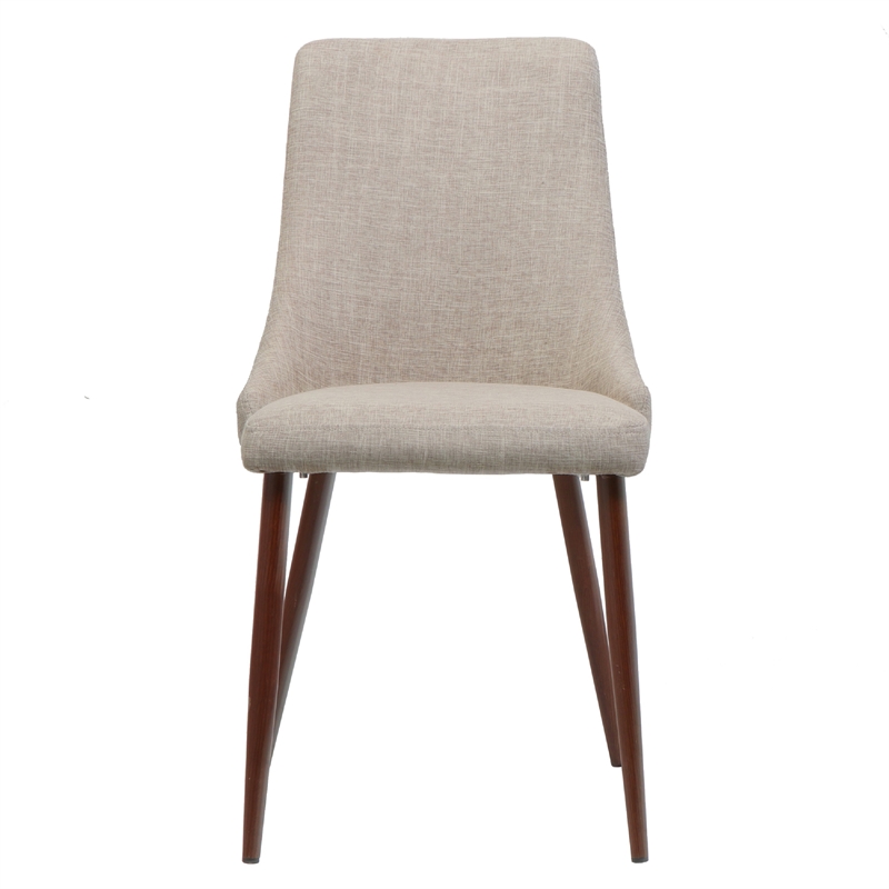 Dining Side Chair Set of 2- Wheat Brown Fabric- Tapered Iron Legs