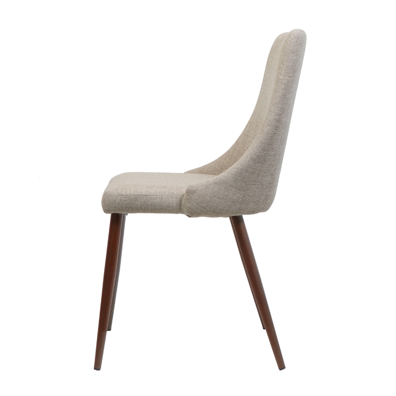 Dining Side Chair Set of 2- Wheat Brown Fabric- Tapered Iron Legs