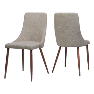 Dining Side Chair Set of 2- Wheat Brown Fabric- Tapered Iron Legs
