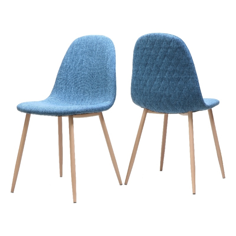 Reva Dining Side Chair Set of 2- Blue Seat- Brown Iron Frame