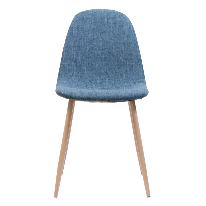 Reva Dining Side Chair Set of 2- Blue Seat- Brown Iron Frame
