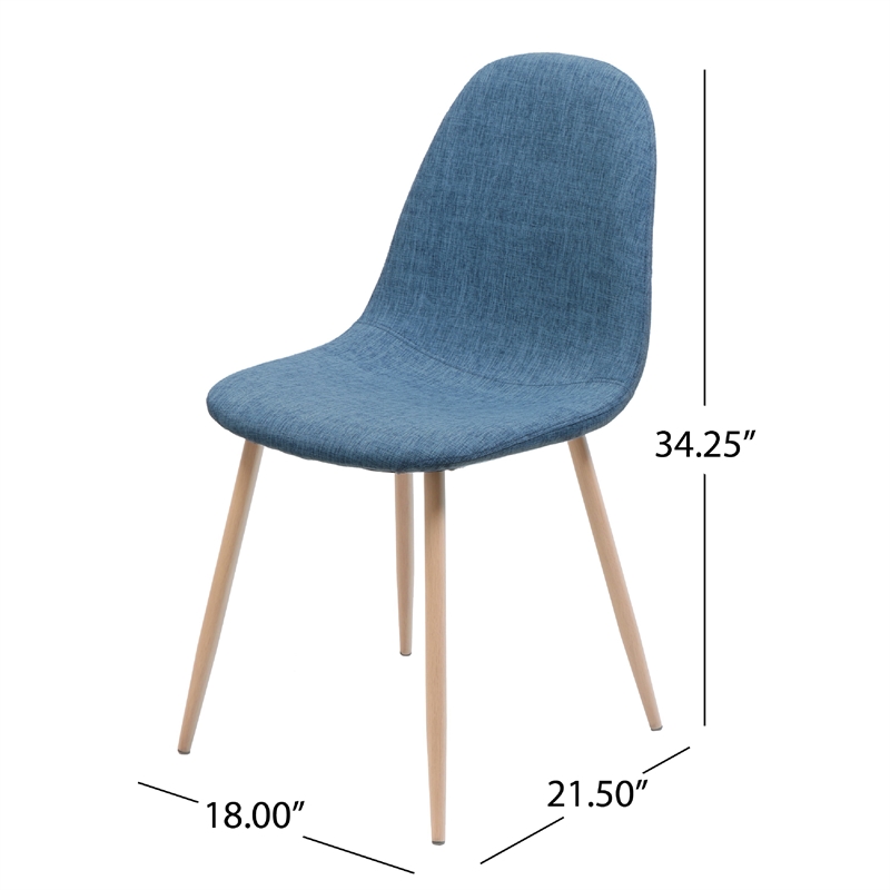 Reva Dining Side Chair Set of 2- Blue Seat- Brown Iron Frame