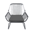 Meny Outdoor Club Chair Set of 2- White Rattan Woven- Matte Gray Metal