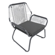 Meny Outdoor Club Chair Set of 2- White Rattan Woven- Matte Gray Metal