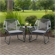 Meny Outdoor Club Chair Set of 2- White Rattan Woven- Matte Gray Metal