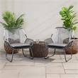 Meny Outdoor Club Chair Set of 2- White Rattan Woven- Matte Gray Metal