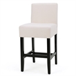 Kovey Counter Stool Chair Set of 2- Metal Kickplate- Beige Polyester