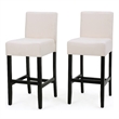 Kovey Counter Stool Chair Set of 2- Metal Kickplate- Beige Polyester