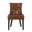 Chen Dining Chair Set of 2- Diamond Tufted Back- Brown Faux Leather