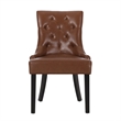 Chen Dining Chair Set of 2- Diamond Tufted Back- Brown Faux Leather