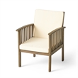 Gerry Outdoor Club Chair Set of 2- Cream Cushions- Slatted Dark Brown