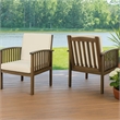 Gerry Outdoor Club Chair Set of 2- Cream Cushions- Slatted Dark Brown
