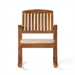 Bang Outdoor Rocking Chair w Cushion- Slatted Back- Brown Acacia Wood