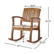 Bang Outdoor Rocking Chair w Cushion- Slatted Back- Brown Acacia Wood