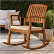 Bang Outdoor Rocking Chair w Cushion- Slatted Back- Brown Acacia Wood