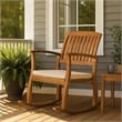 Bang Outdoor Rocking Chair w Cushion- Slatted Back- Brown Acacia Wood