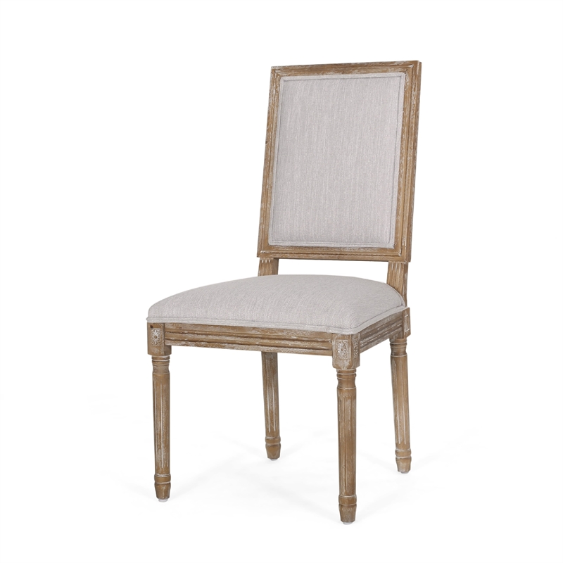 Ryma Dining Chair Set of 2- Fluted Legs- Transitional Light Gray Brown