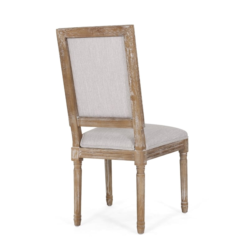 Ryma Dining Chair Set of 2- Fluted Legs- Transitional Light Gray Brown