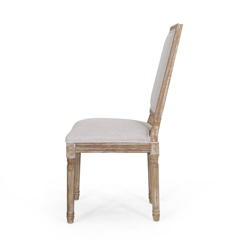 Ryma Dining Chair Set of 2- Fluted Legs- Transitional Light Gray Brown