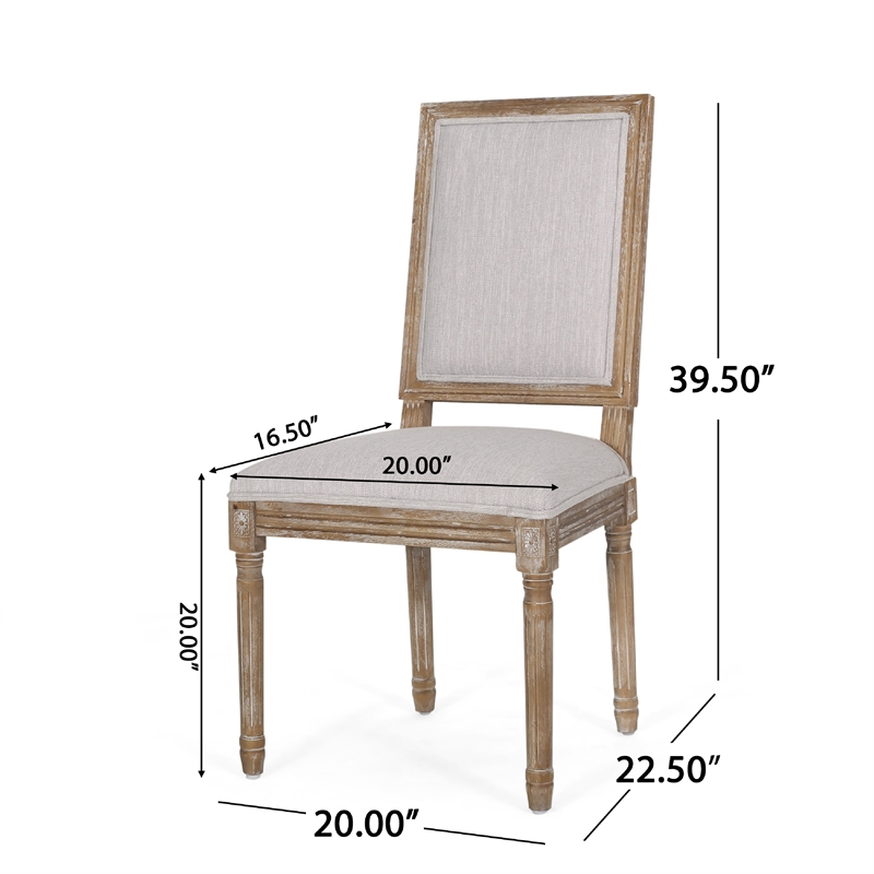 Ryma Dining Chair Set of 2- Fluted Legs- Transitional Light Gray Brown