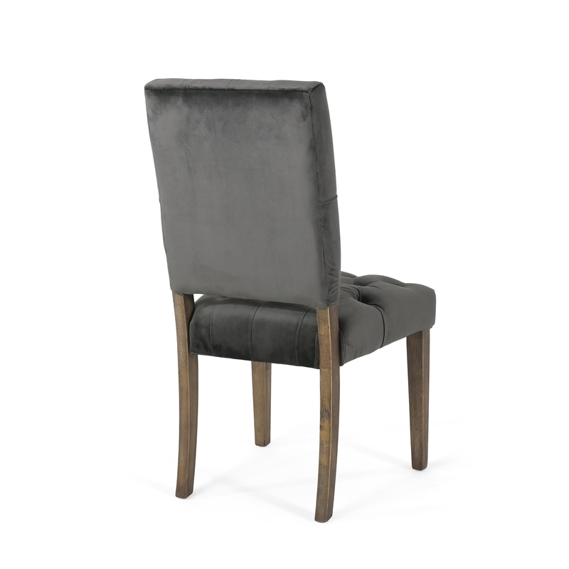 Zavie Dining Chair Set of 2- Charcoal Diamond Stitched Faux Leather