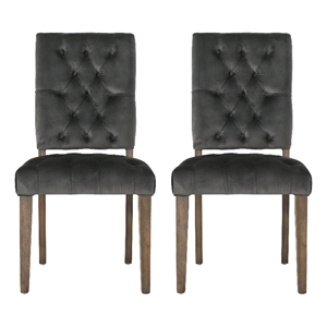 Zavie Dining Chair Set of 2- Charcoal Diamond Stitched Faux Leather