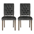 Zavie Dining Chair Set of 2- Charcoal Diamond Stitched Faux Leather