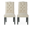 Vizi Dining Chair Set of 2- Parson Style Natural Beige Tufted Fabric