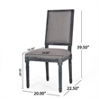 Ryma Dining Chair Set of 2- Transitional Black Fluted Legs- Gray