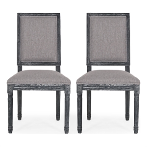 Ryma Dining Chair Set of 2- Transitional Black Fluted Legs- Gray