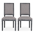Ryma Dining Chair Set of 2- Transitional Black Fluted Legs- Gray