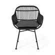 Tee Outdoor Conversation Chair Set of 2- Gray Rattan- Black Metal