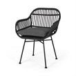 Tee Outdoor Conversation Chair Set of 2- Gray Rattan- Black Metal