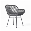 Tee Outdoor Conversation Chair Set of 2- Gray Rattan- Black Metal