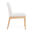 Dining Chair Set of 2- Brown Wood Frame- Light Beige Padded Fabric